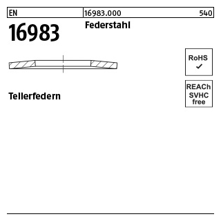 200 Stück, EN 16983 Federstahl Tellerfedern - Abmessung: 10 x 4,2x0,5