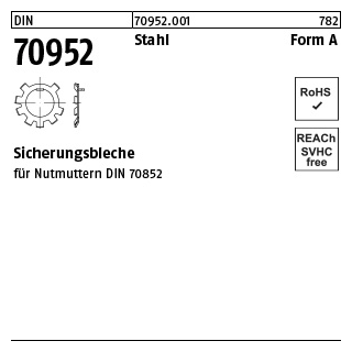 50 Stück, DIN 70952 Stahl Form A Sicherungsbleche - Abmessung: A 32