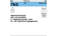 50 Stück, DIN 71412 A 4 Form A-M Kegelschmiernippel, kurz, mit Sechskant, Kegelkopf gerade/axial,mit Kegelgew. - Abmessung: AM 6 x 1 SW 7