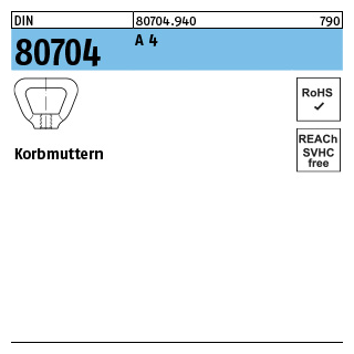 1 Stück, DIN 80704 A 4 Korbmuttern - Abmessung: M 8