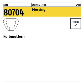 10 Stück, DIN 80704 Messing Korbmuttern - Abmessung: M 12