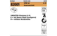 1 Stück, Artikel 82001 GTW 40 A-M feuerverzinkt LINDAPTER-Klemmen A-M mit Rezess (Kopf-Drehsperre), mittlere Nockenhöhe - Abmessung: MM 24 / 12,0