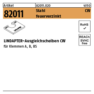 1 Stück, Artikel 82011 Stahl CW feuerverzinkt LINDAPTER-Ausgleichscheiben CW - Abmessung: M 12 / 2,5