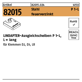 1 Stück, Artikel 82015 Stahl P 1-L feuerverzinkt LINDAPTER-Ausgleichsscheiben P 1-L, lang - Abmessung: M 20 / 10,0