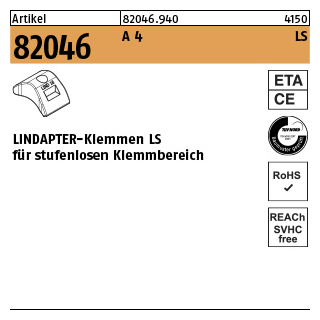 1 Stück, Artikel 82046 A 4 LS LINDAPTER-Klemmen LS für stufenlosen Klemmbereich - Abmessung: LS 10/3 - 15