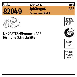 1 Stück, Artikel 82049 Sphäroguß AAF feuerverzinkt LINDAPTER-Klemme AAF f. hohe Schubkräfte zweiteilig, höhenverstellbar - Abmessung: M 12