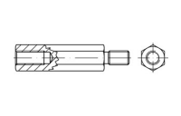 100 Stück, Artikel 88086 Stahl galvanisch verzinkt Abstands-/Distanz-Bolzen, mit Sechskant, mit Innen- und Außengewinde - Abmessung: M 4 x 45/ 8