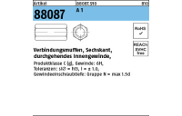 25 Stück, Artikel 88087 A 1 verbindungsmuffen, Sechskant, durchgehendes Innengewinde - Abmessung: M 10 x 30 SW17