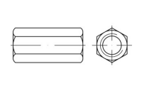 10 Stück, Artikel 88087 A 1 verbindungsmuffen, Sechskant, durchgehendes Innengewinde - Abmessung: M 16 x 50 SW24