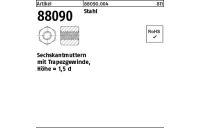 1 Stück, Artikel 88090 Stahl Sechskantmuttern mit Trapezgewinde, Höhe = 1,5 d - Abmessung: TR24x5-SW36x36