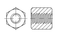 1 Stück, Artikel 88090 Stahl Sechskantmuttern mit Trapezgewinde, Höhe = 1,5 d - Abmessung: TR24x5-SW36x36