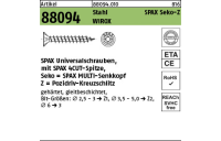 1000 Stück, Artikel 88094 Stahl SPAX Seko-Z Oberfläche WIROX SPAX Universalschrauben mit Spitze, SPAX MULTI-Senkkopf, Pozidriv-KS - Abmessung: 2,5 x 12/10-Z