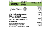 1000 Stück, Artikel 88099 St. SPAX Seko-Z-Kb Oberfläche WIROX SPAX-Universalschraube, Senkkopf, Pozidriv-Kreuzschlitz, mit Kopfbohrung - Abmessung: 4,5 x 25/14-Z