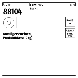 200 Stück, Artikel 88104 Stahl Kotflügelscheiben, Produktklasse C (g) - Abmessung: 6,4 x35 x1,5