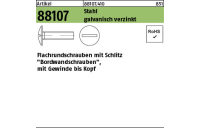 500 Stück, Artikel 88107 Stahl galvanisch verzinkt Flachrundschrauben mit Schlitz, Bordwandschr., mit Gewinde bis Kopf - Abmessung: M 6 x 16