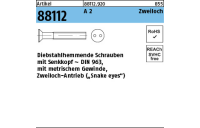 100 Stück, Artikel 88112 A 2 Zweiloch Diebstahlhemmende Schrauben mit Senkkopf ~ DIN 963, Zweiloch-Antrieb - Abmessung: M 3 x 10