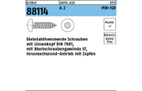 100 Stück, Artikel 88114 A 2 PIN-ISR Diebstahlhemmende Schrauben, Linsenkopf DIN 7981, Blechschr.-gew., ISR u. Zapfen - Abmessung: C 3,5 x 32