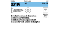 100 Stück, Artikel 88115 A 2 PIN-ISR Diebstahlhemmende Schrauben mit Senkkopf DIN 7982, Blechschr.-gew., ISR u. Zapfen - Abmessung: 2,9 x 19