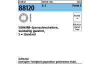 250 Stück, Artikel 88120 A 2 Form S SCHNORR-Sperrzahnscheiben, beidseitig gezahnt - Abmessung: S20 x30 x1,5