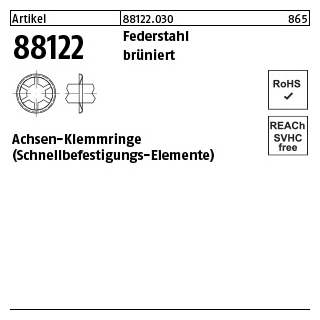 500 Stück, Artikel 88122 Federstahl brüniert Achsen-Klemmringe (Schnellbefestigungs-Elemente) - Abmessung: FD 10x18,0x1,8