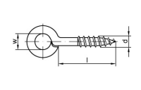 100 Stück, Artikel 88133 Stahl Typ 1 galvanisch verzinkt Ringschraubösen Typ 1, mit Holzschrauben-Gewinde - Abmessung: 16 x 4(2,3/4)