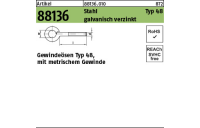 100 Stück, Artikel 88136 Stahl Typ 48 galvanisch verzinkt Gewindeösen Typ 48, mit metrischem Gewinde - Abmessung: M 6 x 30 D 10