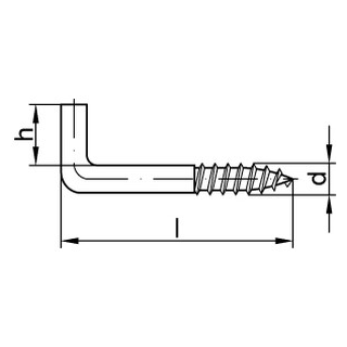 Artikel 88137 Stahl Typ 4 galvanisch verzinkt Gerade Schraubhaken Typ 4, mit Holzschrauben-Gewinde - Abmessung: 25 x 2,8 x 10, Inhalt: 100 Stück