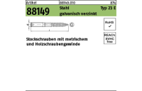 100 Stück, Artikel 88149 Stahl Typ 23 E galvanisch verzinkt Stockschrauben mit metrischem und Holzschraubengewinde - Abmessung: M 5 x 50