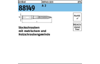 50 Stück, Artikel 88149 A 2 Typ 23 E Stockschrauben mit metrischem und Holzschraubengewinde - Abmessung: M 8 x 80