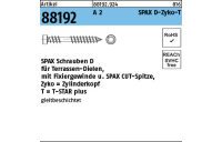 100 Stück, Artikel 88192 A 2 SPAX D-Zyko-T SPAX Schrauben D für Terrassen-Dielen, mit Fixiergewinde, Spitze, Zylinderkopf - Abmessung: 5 x 60/28 -T25