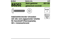 1000 Stück, Artikel 88202 Stahl, geh. RST-ISR galvanisch verzinkt Gewindefurchende Schrauben f. Kunststoff LIKO, angepresste Scheibe, ISR - Abmessung: 2,5 x 8 -T8