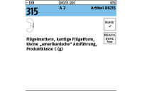 100 Stück, ~DIN 315 A 2 Artikel 88215 Flügelmuttern, kantige Flügelform, Produktklasse C (g) - Abmessung: M 4