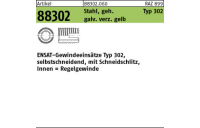 Artikel 88302 Stahl, geh. Typ 302 galv. verz. gelb ENSAT-Gewindeeinsätze Typ 302 selbstschn., Schneidschlitz, Regelgew. - Abmessung: M 20 x 27, Inhalt: 10 Stück