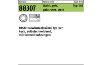 100 Stück, Artikel 88307 Stahl, geh. Typ 307 galv. verz. gelb ENSAT-Gewindeeinsätze Typ 307, kurz, selbstschn., Schneidbohrungen, Regelgew. - Abmessung: M 6 x 8