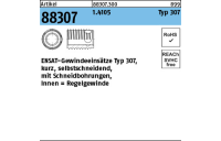 25 Stück, Artikel 88307 1.4105 Typ 307 ENSAT-Gewindeeinsätze Typ 307, kurz, selbstschn., Schneidbohrungen, Regelgew. - Abmessung: M 8 x 9