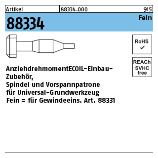 1 Stück, Artikel 88334 Fein AMECOIL-Einbau-Zubehör, Spindel und Vorspannpatrone für Universal-Werkzeug - Abmessung: M 10 x 1,25