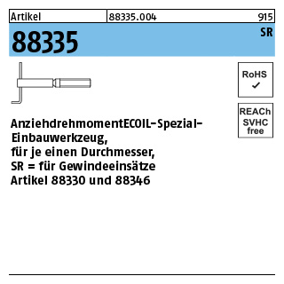 1 Stück, Artikel 88335 SR AMECOIL-Spezial-Einbauwerkzeug für SR-Gewindeeinsätze - Abmessung: M 18