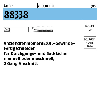 1 Stück, Artikel 88338 AMECOIL-Gewinde-Fertigschneider für Durchgangs- und Sacklöcher - Abmessung: M 24 x 2