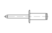 500 Stück, Artikel 88402 Niet Al-Leg. A Dorn Stahl, verz. Offene Blindniete mit Sollbruchdorn, ~DIN 7337/ISO 15977, Flachkopf - Abmessung: 4 x 8