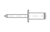 500 Stück, Artikel 88404 Niet A 2 A Dorn A 2 Offene Blindniete mit Sollbruchdorn, ~DIN 7337/ISO 15983, Flachkopf - Abmessung: 3 x 6