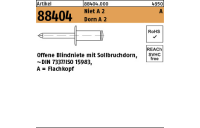 500 Stück, Artikel 88404 Niet A 2 A Dorn A 2 Offene Blindniete mit Sollbruchdorn, ~DIN 7337/ISO 15983, Flachkopf - Abmessung: 5 x 16