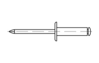 500 Stück, Artikel 88409 Niet Al-Leg. C-K 9,5 Dorn Stahl, verz. Offene Blindniete mit Sollbruchdorn, ~DIN 7337, großer Flachkopf (Ø = 9,5) - Abmessung: 3,2 x 6