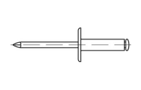 500 Stück, Artikel 88409 Niet Al-Leg. C-K 12 Dorn Stahl, verz. Offene Blindniete mit Sollbruchdorn, ~DIN 7337, großer Flachkopf (Ø = 12) - Abmessung: 4 x 6