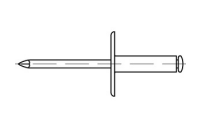 250 Stück, Artikel 88409 Niet Al-Leg. C-K 16 Dorn Stahl, verz. Offene Blindniete mit Sollbruchdorn, ~DIN 7337, großer Flachkopf (Ø = 16) - Abmessung: 4,8 x 8