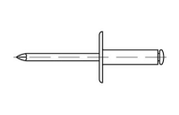 250 Stück, Artikel 88409 Niet Al-Leg. C-K 14 Dorn Stahl, verz. Offene Blindniete mit Sollbruchdorn, ~DIN 7337, großer Flachkopf (Ø = 14) - Abmessung: 5 x 8