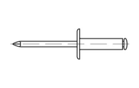 500 Stück, Artikel 88409 Niet Al-Leg. C-K 11 Dorn Stahl, verz. Offene Blindniete mit Sollbruchdorn, ~DIN 7337, großer Flachkopf (Ø = 11) - Abmessung: 5 x 10