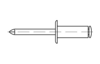 500 Stück, Artikel 88410 Niet Al-Leg. A Dorn Al-Leg. Offene Blindniete mit Sollbruchdorn, ~DIN 7337/ISO 15981, Flachkopf - Abmessung: 4 x 6,6