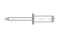 500 Stück, Artikel 88411 Niet A 2 B Dorn A 2 Offene Blindniete mit Sollbruchdorn, ~DIN 7337/ISO 15984, Senkkopf 120° - Abmessung: B 4 x 8