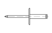 250 Stück, Artikel 88413 Niet St., verz. C-K 16 Dorn Stahl, verz. Offene Blindniete mit Sollbruchdorn, ~DIN 7337, großer Flachkopf (Ø = 16) - Abmessung: 4,8 x 10,3