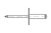 250 Stück, Artikel 88414 Niet Al-Leg. C-K 16 Dorn Al-Leg. Offene Blindniete mit Sollbruchdorn, ~DIN 7337, großer Flachkopf (Ø = 16) - Abmessung: 4,8 x 10,3